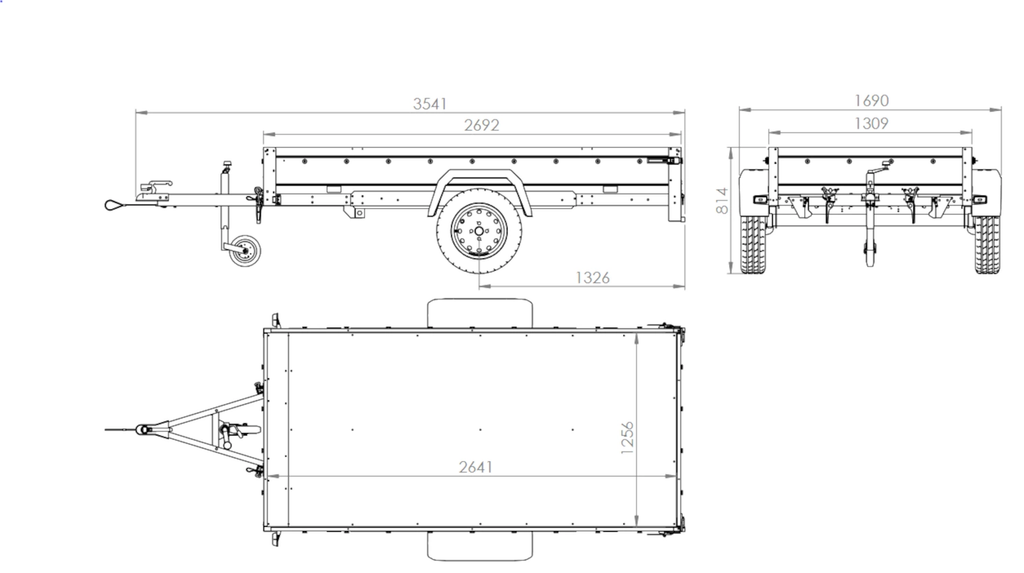 UNITRAILER Garden 264/R KIPP – Anhänger 2641×1256 mm, 750 kg zGG