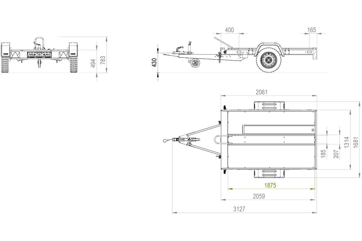 UNITRAILER Moto – Anhänger 2200×1303 mm, 750 kg zGG