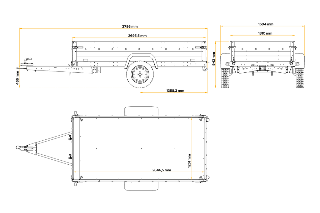 UNITRAILER Force 264 KIPP – Anhänger 2647×1260 mm, 750 kg zGG