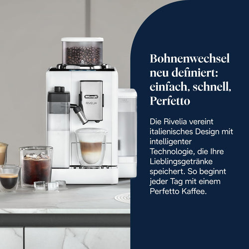 De'Longhi Rivelia Kaffeevollautomat 16 Getränke Weiß