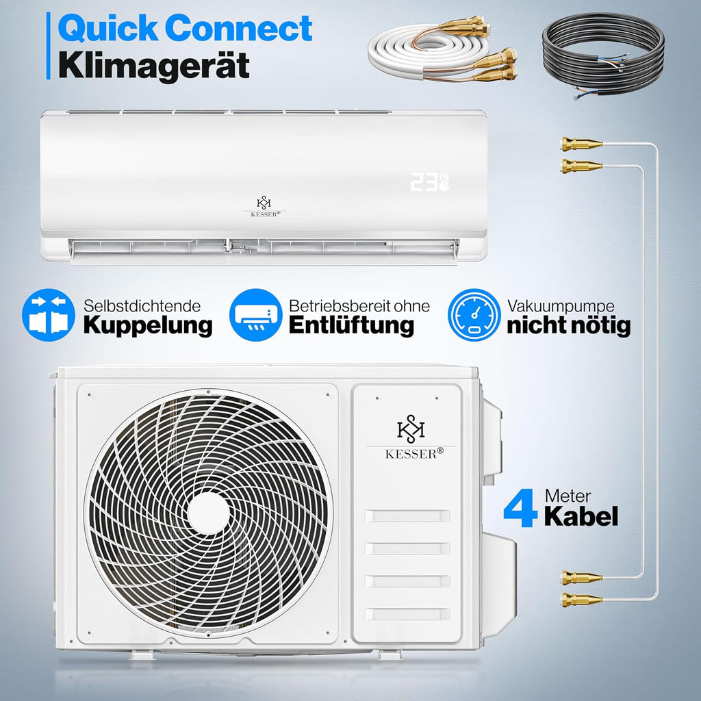 KESSER Split-Klimaanlage Set Quick Connect mit WiFi